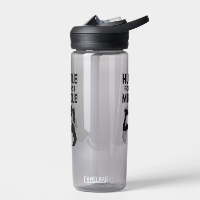 Hustle for That Muscle – Motivational Fitness Water Bottle (Left)