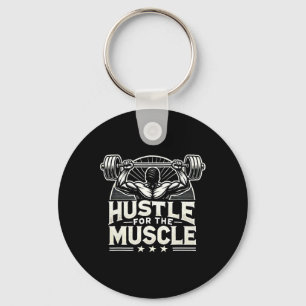 Hustle For The Muscle Barbell Bodybuilding Key Ring