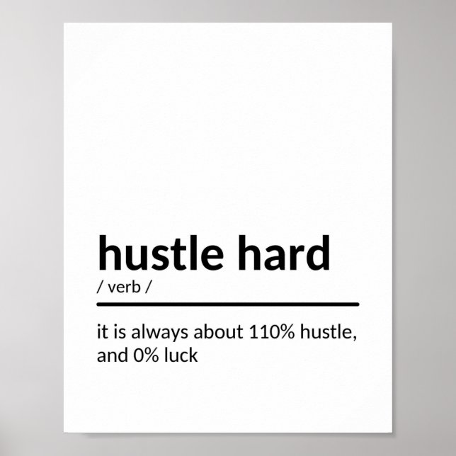 Hustle Hard Inspirational Quote Poster (Front)