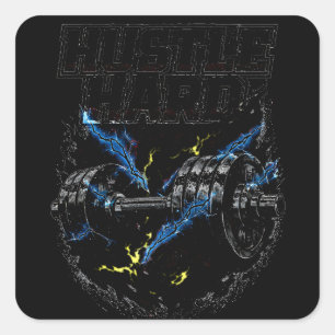 Hustle Hard – Work Ethic Gym Motivation Square Sticker