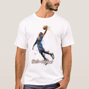 Hustle & Heart: Dynamic Basketball Art Print T-Shirt