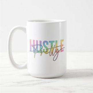 Hustle Pretty Pastel Rainbow Typography Girly Coffee Mug
