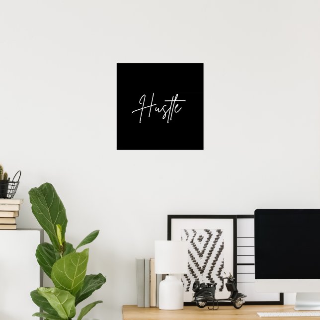 Hustle Quote Wall Art – Modern Minimal Poster (Home Office)