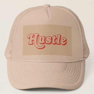 Hustle Trucker Hat Retro Typography Cap