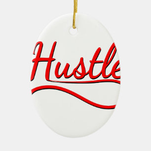 Hustle Typography Art Ceramic Tree Decoration