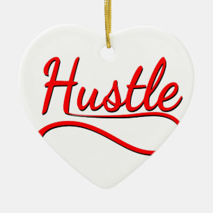 Hustle Typography Art Ceramic Tree Decoration