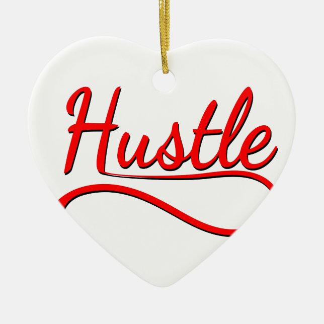 Hustle Typography Art Ceramic Tree Decoration (Front)