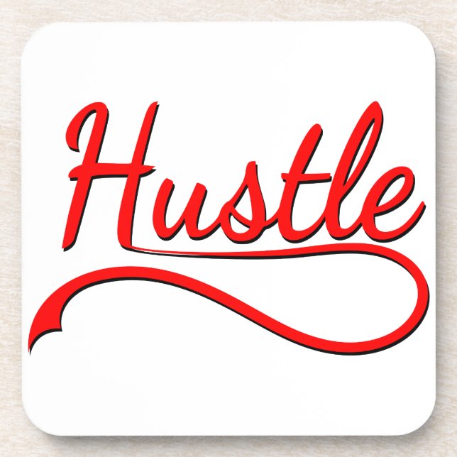 Hustle Typography Art Coaster (Front)