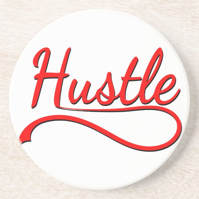 Hustle Typography Art Coaster (Front)