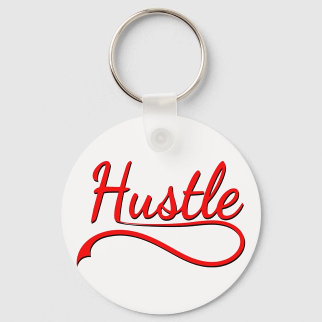 Hustle Typography Art Key Ring (Front)