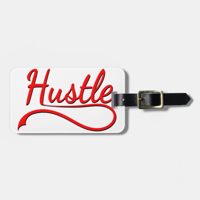 Hustle Typography Art Luggage Tag (Front Horizontal)