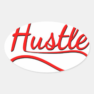 Hustle Typography Art Oval Sticker