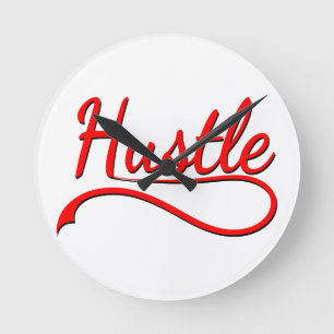 Hustle Typography Art Round Clock