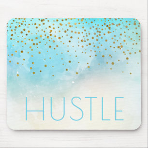 Hustle Watercolor   Modern Typography Motivational Mouse Mat