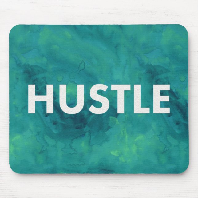 Hustle Watercolor Modern Typography Mousepad (Front)