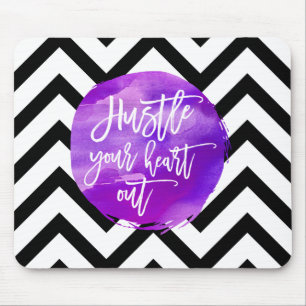 Hustle Your Heart Out Purple Watercolor Mouse Mat