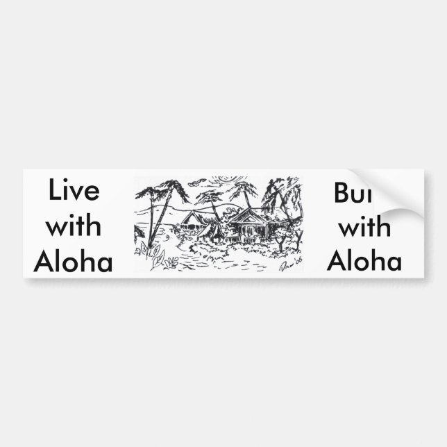hut, LivewithAloha, BuildwithAloha Bumper Sticker (Front)