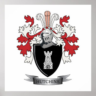 Hutchins Family Crest Coat of Arms Poster