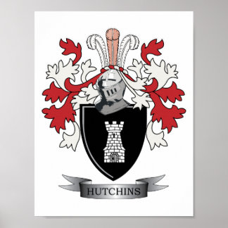 Hutchins Family Crest Coat of Arms Poster