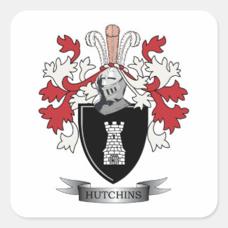 Hutchins Family Crest Coat of Arms Square Sticker