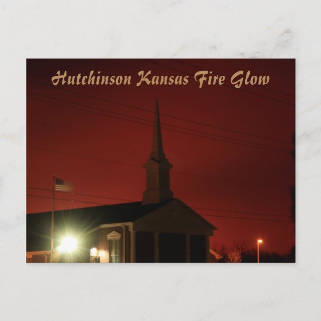 Hutchinson Kansas Fire Glow Post Card (Front)