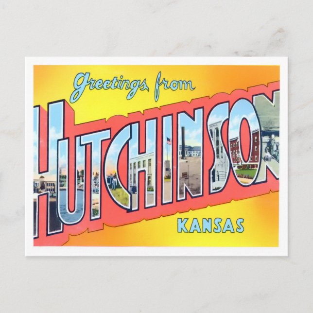 Hutchinson, Kansas Vintage Big Letters Postcard (Front)