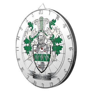 Hutchison Family Crest Coat of Arms Dartboard