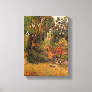 Huts Under The Trees by Paul Gauguin Canvas Print