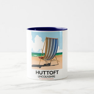 Huttoft seaside travel poster. Two-Tone coffee mug