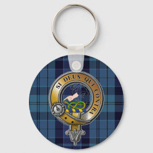 Hutton Tartan & Badge Key Ring