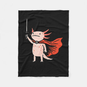Huzzah Axolotl Knight Funny Sword Meme Quote  Fleece Blanket