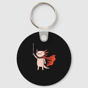 Huzzah Axolotl Knight Funny Sword Meme Quote  Key Ring