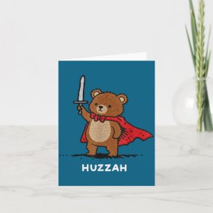 Huzzah Bear Knight Funny Sword Meme Quote  Card