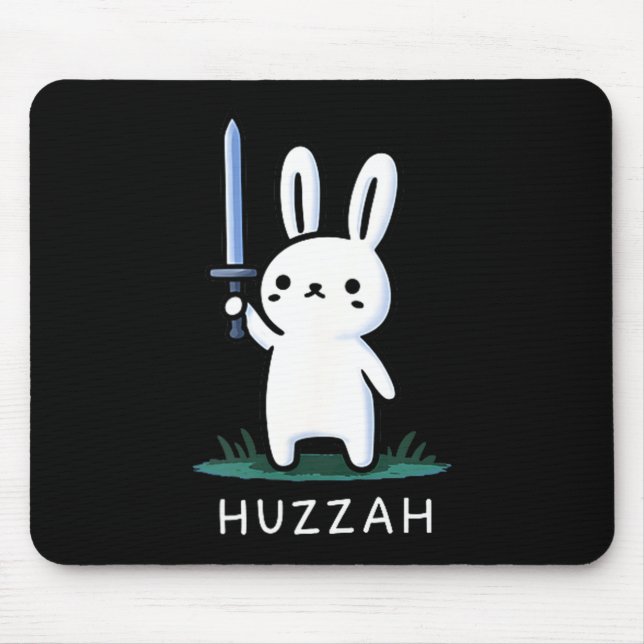 Huzzah Bunny Knight Funny Sword Graphic Art Mouse Mat (Front)