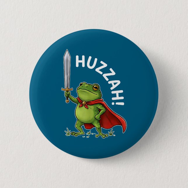 Huzzah Frog Knight Funny Sword Meme Frog Quote Men 6 Cm Round Badge (Front)