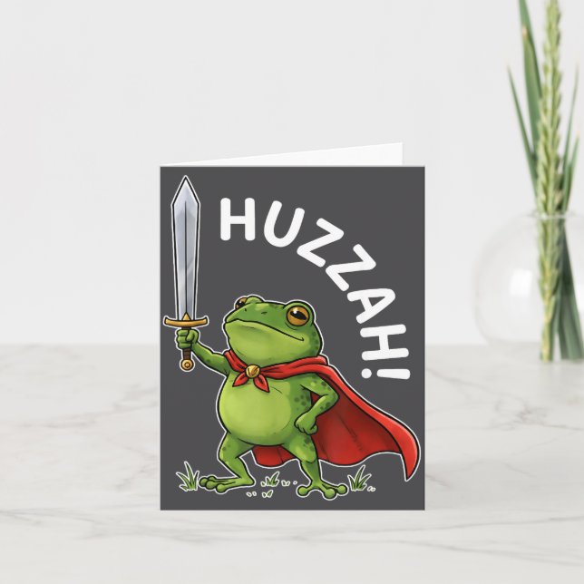 Huzzah Frog Knight Funny Sword Meme Frog Quote Men Card (Front)