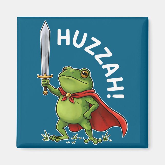 Huzzah Frog Knight Funny Sword Meme Frog Quote Men Magnet (Front)