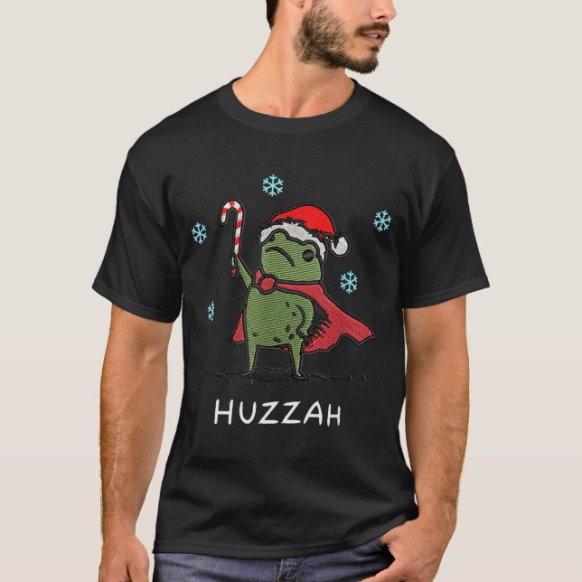 Huzzah Frog Knight Funny Sword Meme Quote Christma T-Shirt (Front)