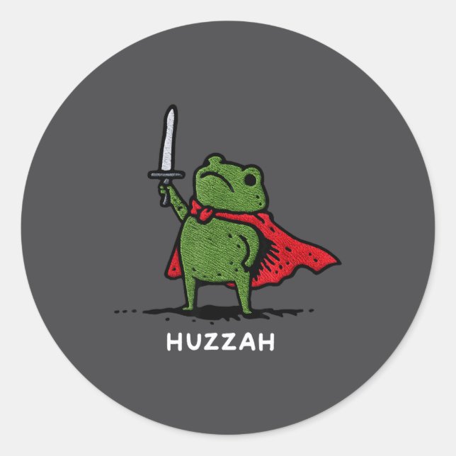 Huzzah Frog Knight Funny Sword Meme Quote  Classic Round Sticker (Front)