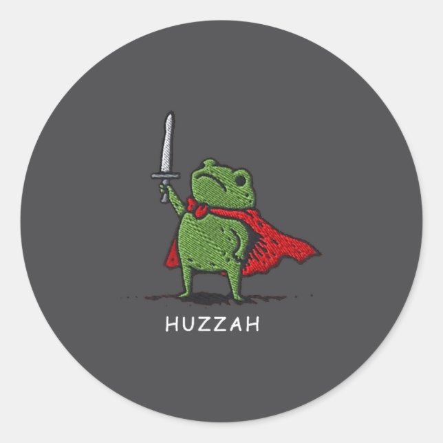 Huzzah Frog Knight Funny Sword Meme Quote  Classic Round Sticker (Front)