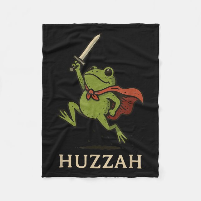 Huzzah Frog Knight Funny Sword Meme Quote  Fleece Blanket (Front)