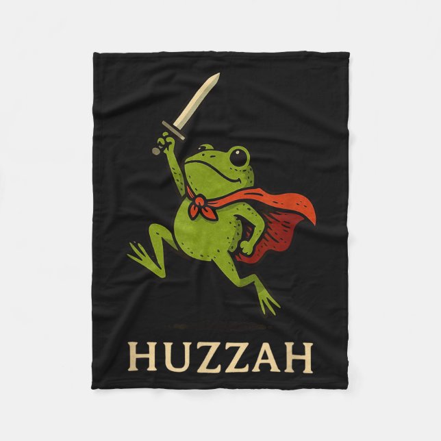 Huzzah Frog Knight Funny Sword Meme Quote  Fleece Blanket (Front)