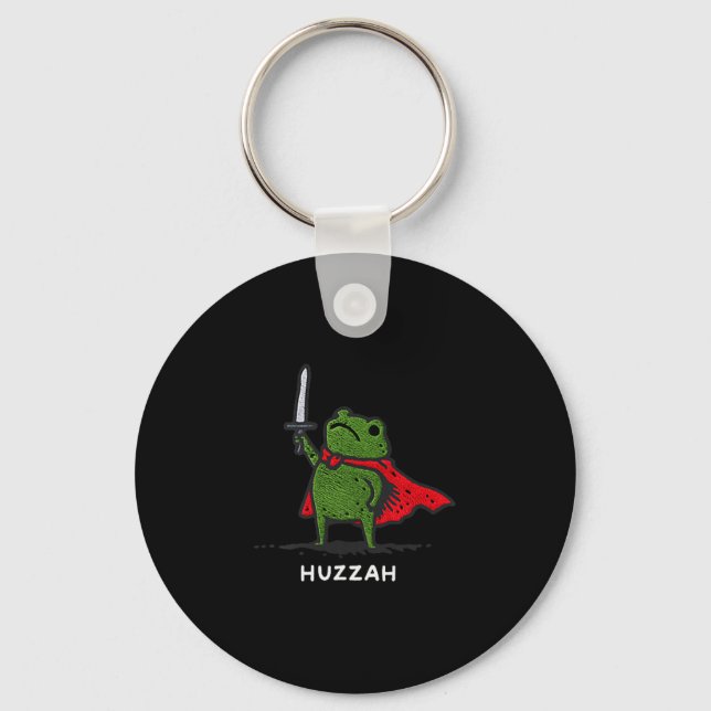 Huzzah Frog Knight Funny Sword Meme Quote  Key Ring (Front)