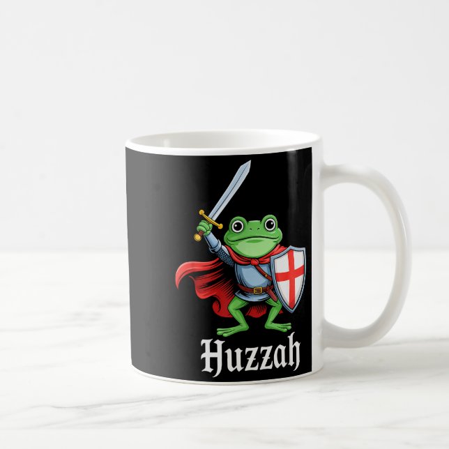 Huzzah Frog Knight Funny Sword Meme Quote Medieval Coffee Mug (Right)