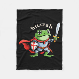 Huzzah Frog Knight Funny Sword Meme Quote Medieval Fleece Blanket