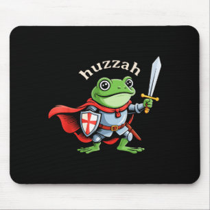 Huzzah Frog Knight Funny Sword Meme Quote Medieval Mouse Mat