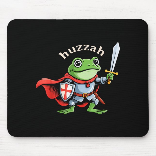 Huzzah Frog Knight Funny Sword Meme Quote Medieval Mouse Mat (Front)