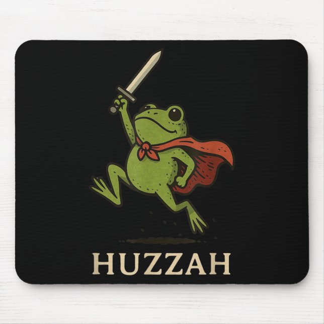Huzzah Frog Knight Funny Sword Meme Quote  Mouse Mat (Front)