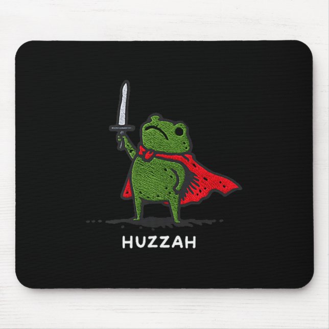 Huzzah Frog Knight Funny Sword Meme Quote  Mouse Mat (Front)