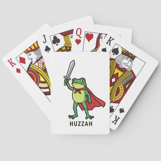 Huzzah Frog Knight Funny Sword Meme Quote   Playing Cards (Back)